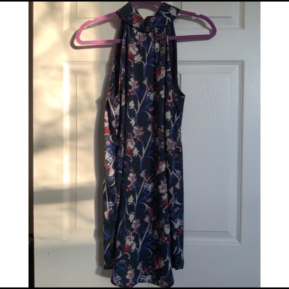 Flouncy Floral Mini Dress w/Chic High Neck